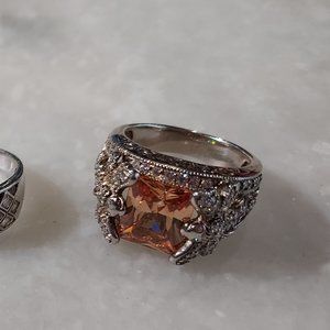 QVC diamonique ring size 11 lot of 4